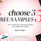 Five free samples with purchase